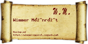 Wimmer Ménrót névjegykártya
